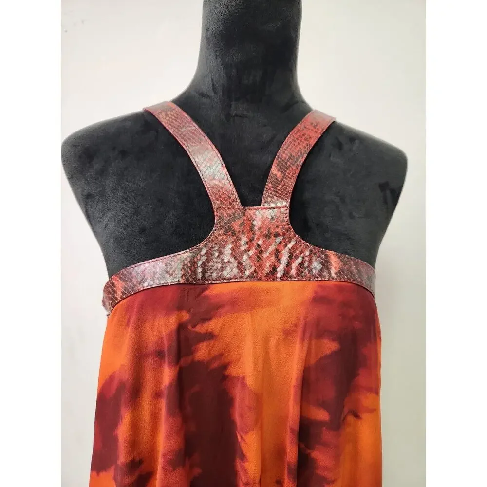 Michael Kors Runway Silk Chiffon Red Snakeskin Strap Harness dress Gown Size 12